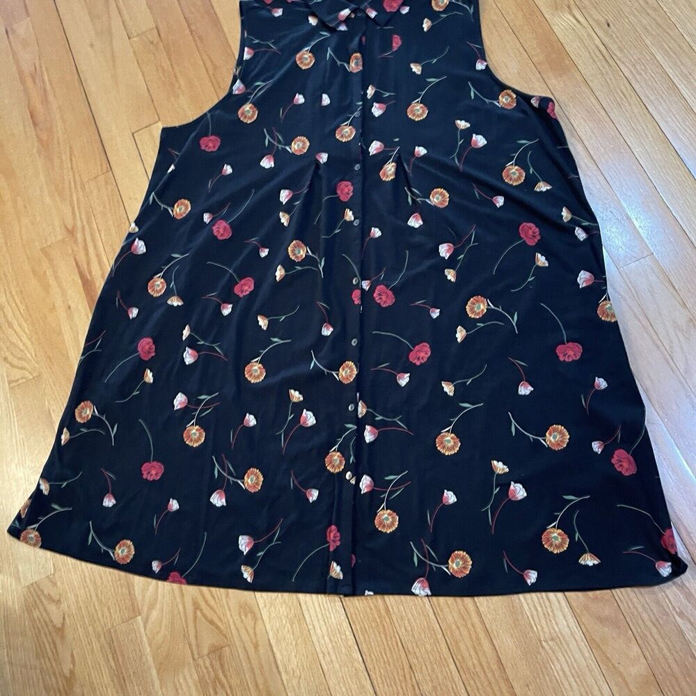 J. Jill Women Jersey Sleeveless Shirt Dress Plus Size 4X Black Floral NEW NO TAG - Picture 4 of 14